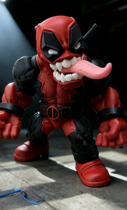 Red and black comic character action figure, custom 3D print