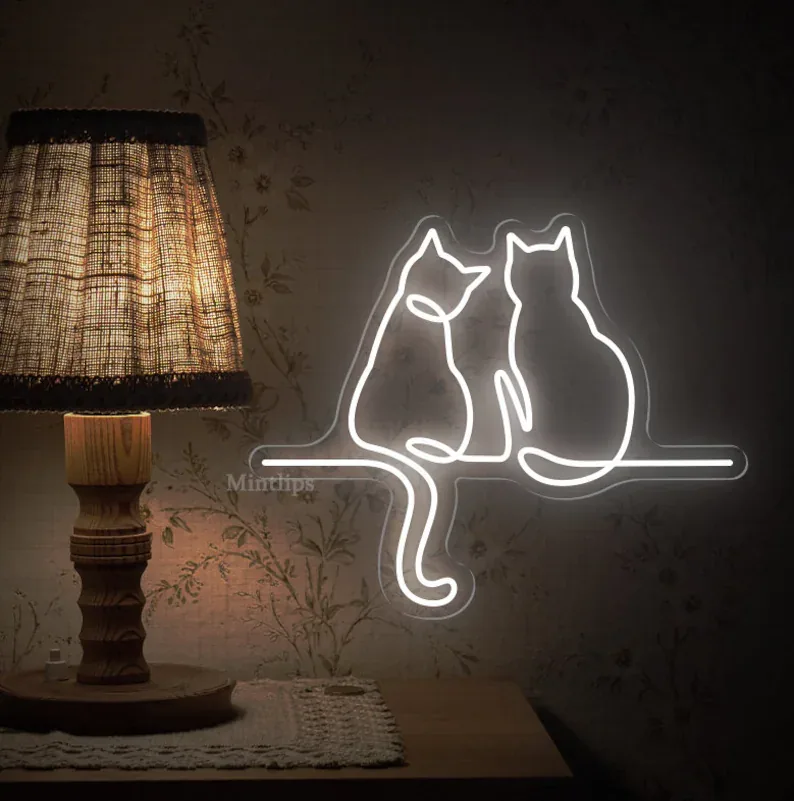 Two cats neon sign — a custom pet-lover gift, UAE