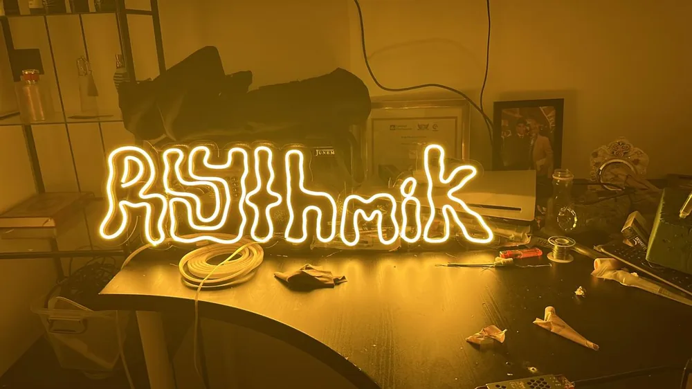 Custom brand name neon sign handbent in our Dubai workshop